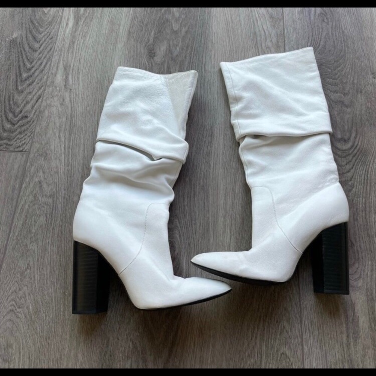 Sol Sana Celine White Slouchy Leather Boots 38
